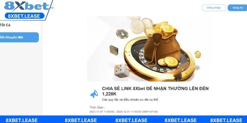 Chia sẻ link 8XBET để nhận thưởng lên đến 1.228K có cơ hội nhận thưởng cao